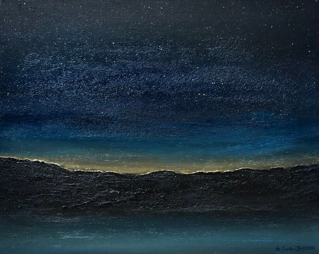 A. Gosk-Zaleska « Nuit lumineuse » 2025 mixte sur toile 41 x 33cm