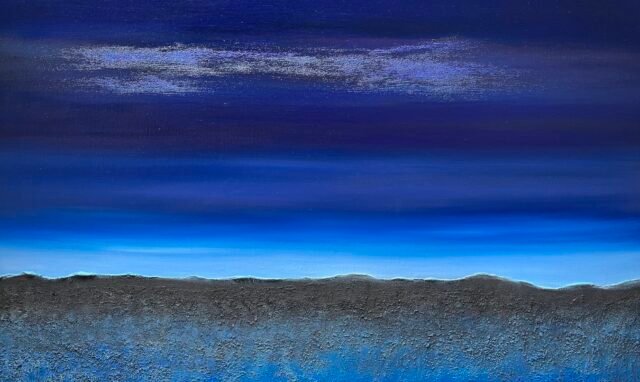 A. Gosk-Zaleska “Heure bleue” 2025 Mixte sur toile 120×80cm