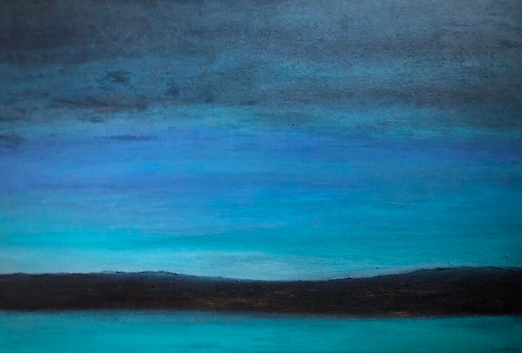 A. Gosk-Zaleska “ Heure turquoise ” 2025  Mixte sur toile  120cm×80cm