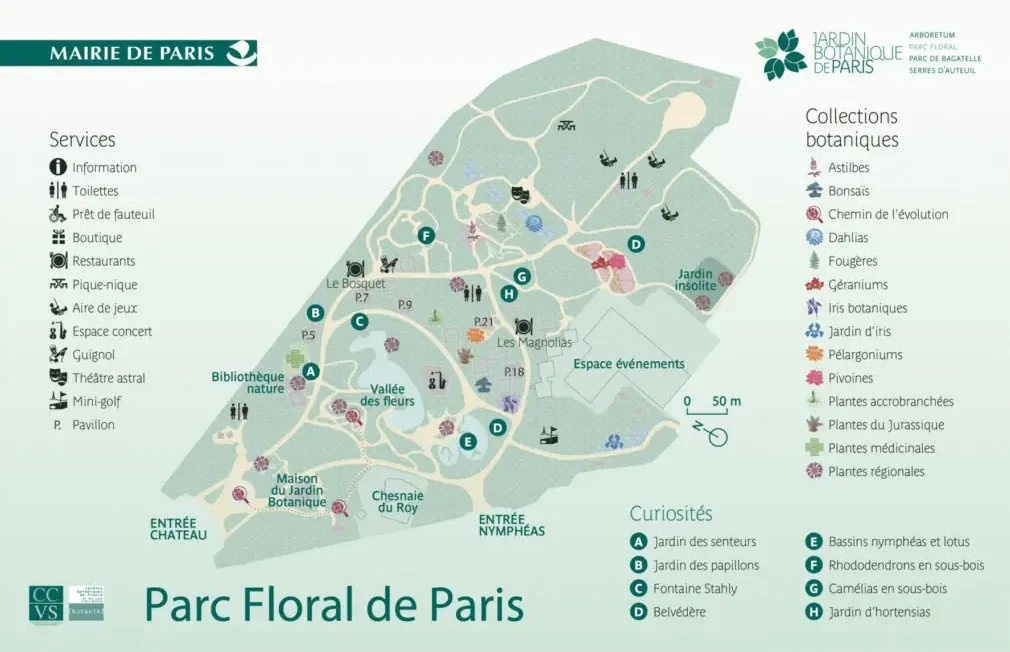 Plan du Parc Floral de Paris