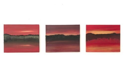 A. Gosk-Zaleska "Études de Toccata" 2025, huile sur toile, triptyque : 41 cm x 33 cm, © adagp