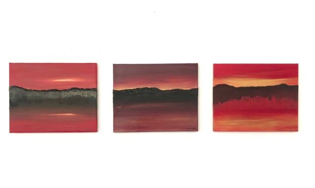 A. Gosk-Zaleska "Études de Toccata" 2025, huile sur toile, triptyque : 41 cm x 33 cm, © adagp