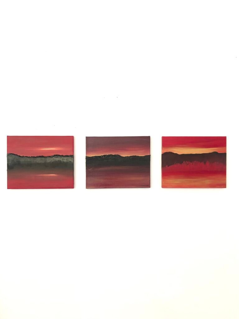 A. Gosk-Zaleska "Études de Toccata" 2025, huile sur toile, triptyque : 41 cm x 33 cm, © adagp